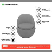 Poltrona Orgânica Living Memphis Base Giratória Linho Cinza Escuro - Desk Design - 3