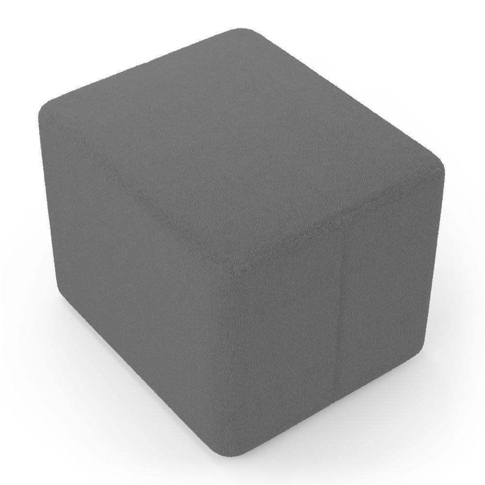 Puff Decorativo Living Yumi Retangular 60cm Bouclê Cinza Escuro - Desk Design - 6