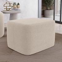 Puff Decorativo Living Yumi Retangular 60cm Bouclê Bege - Desk Design - 2