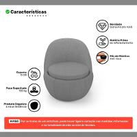 Poltrona Orgânica Living Memphis Fixa Linho Cinza Escuro - Desk Design - 3