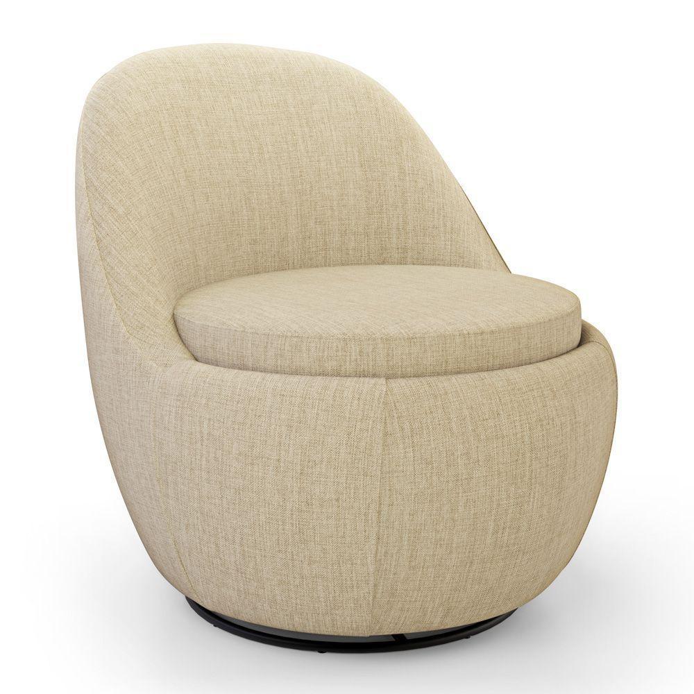 Poltrona Orgânica Living Memphis Base Giratória Linho Bege - Desk Design - 1