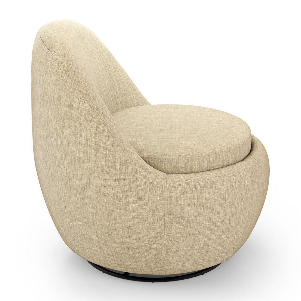 Poltrona Orgânica Living Memphis Base Giratória Linho Bege - Desk Design - 5