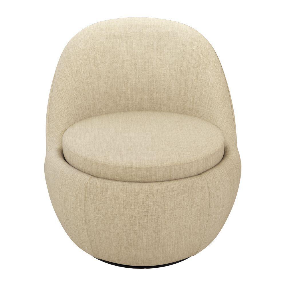 Poltrona Orgânica Living Memphis Base Giratória Linho Bege - Desk Design - 6