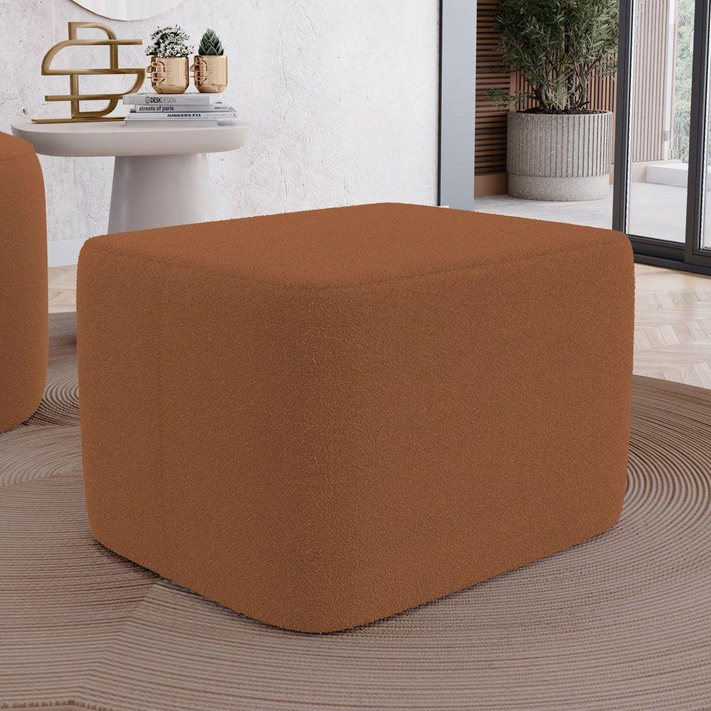 Kit 02 Puffs Decorativos Living Yumi Retangular 60cm Bouclê Terracota - Desk Design - 2