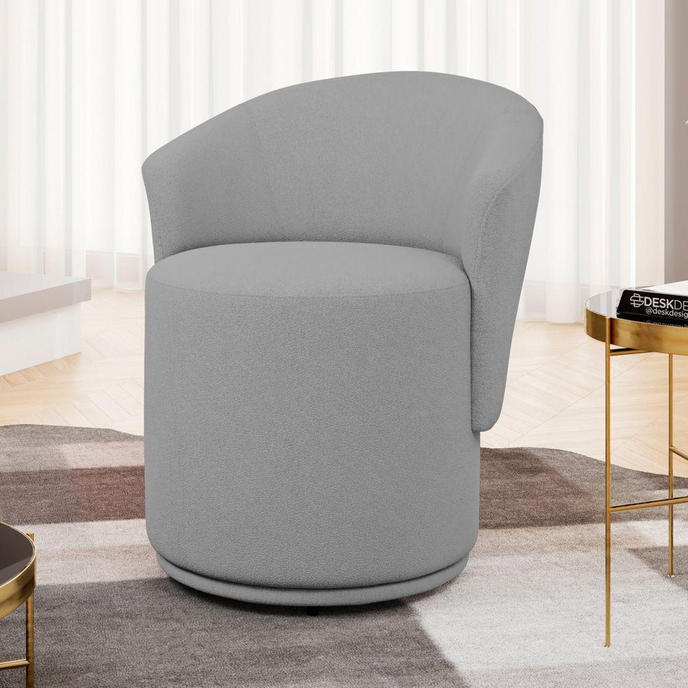 Poltrona Orgânica Living Mavi Fixa Bouclê Cinza - Desk Design - 2