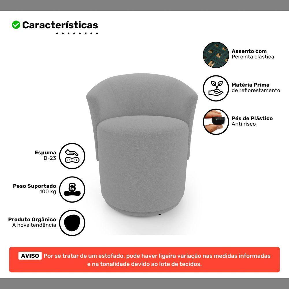 Poltrona Orgânica Living Mavi Fixa Bouclê Cinza - Desk Design - 3