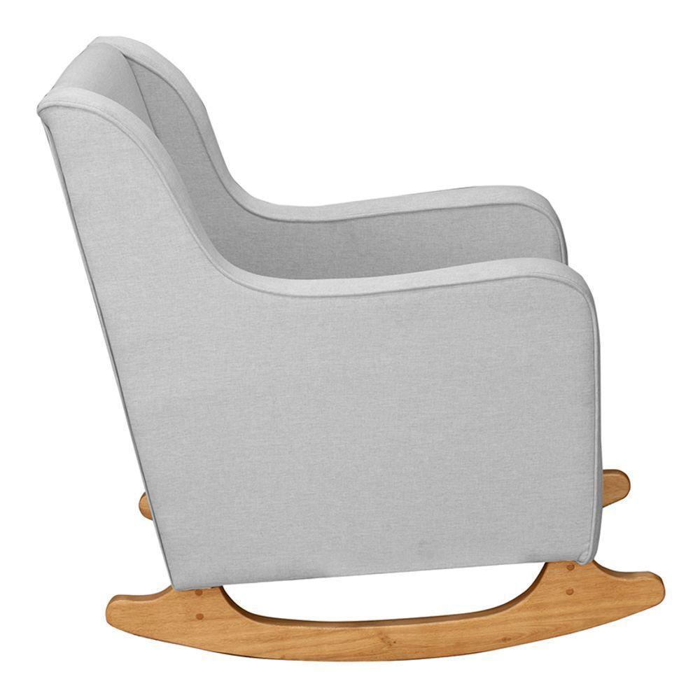 Poltrona De Amamentação E Descanso áquilla Com Base Balanço E Puff Linho Cinza - Desk Design - 5