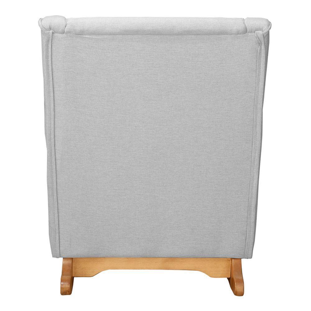 Poltrona De Amamentação E Descanso áquilla Com Base Balanço E Puff Linho Cinza - Desk Design - 6