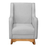 Poltrona De Amamentação E Descanso áquilla Com Base Balanço E Puff Linho Cinza - Desk Design - 3