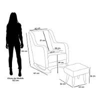 Poltrona De Amamentação E Descanso áquilla Com Base Balanço E Puff Linho Cinza - Desk Design
