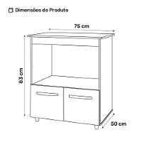 Balcão Cozinha Para Forno Micro-ondas Multiuso Angel 02 Portas Savana Preto - Desk Design