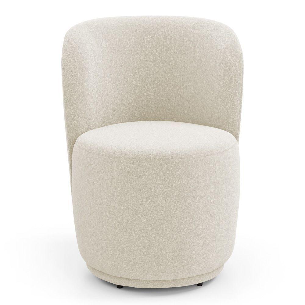 Poltrona Decorativa Com Puff Orgânico Molly Bouclê Bege - Desk Design - 8