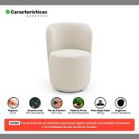 Poltrona Decorativa Com Puff Orgânico Molly Bouclê Bege - Desk Design - 3