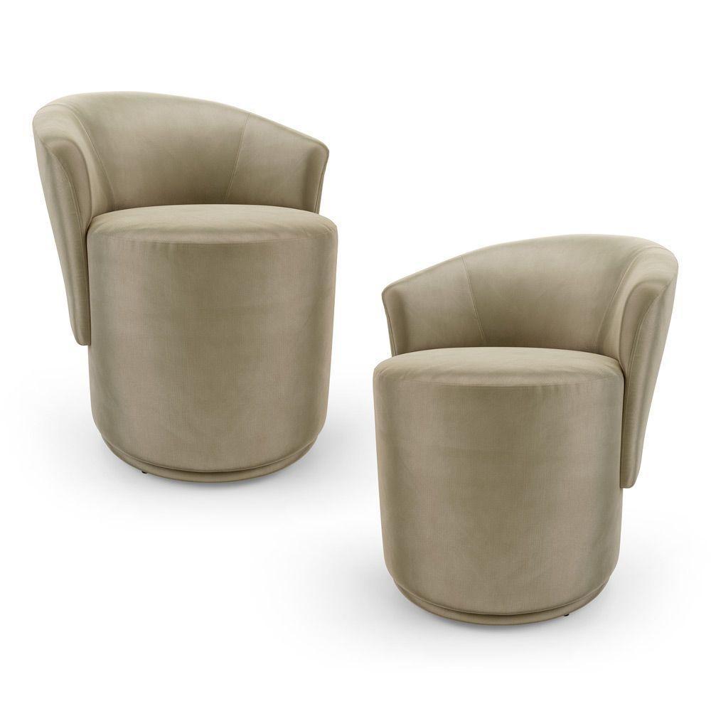 Kit 02 Poltronas Orgânicas Living Mavi Fixa Veludo Bege - Desk Design - 1