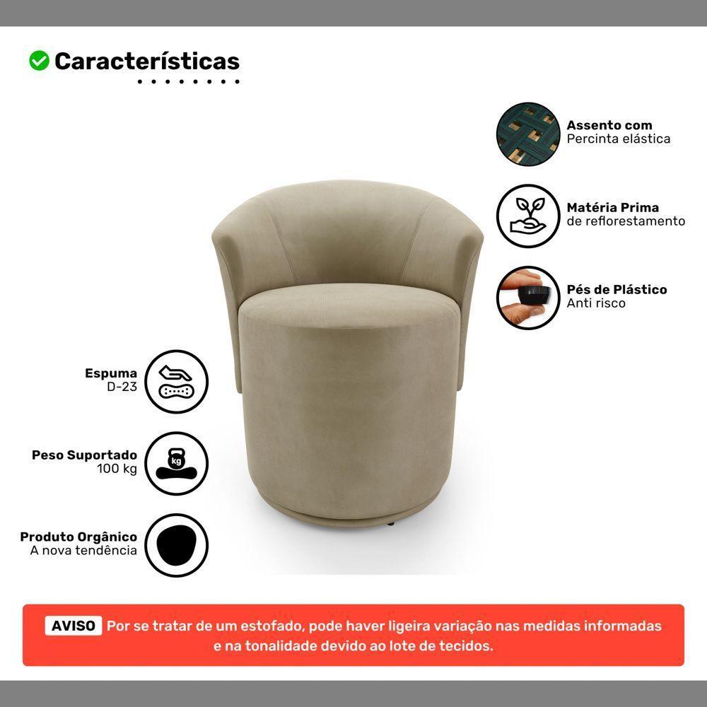 Kit 02 Poltronas Orgânicas Living Mavi Fixa Veludo Bege - Desk Design - 3