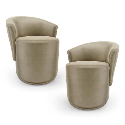 Kit 02 Poltronas Orgânicas Living Mavi Fixa Veludo Bege - Desk Design