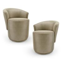 Kit 02 Poltronas Orgânicas Living Mavi Fixa Veludo Bege - Desk Design - 1