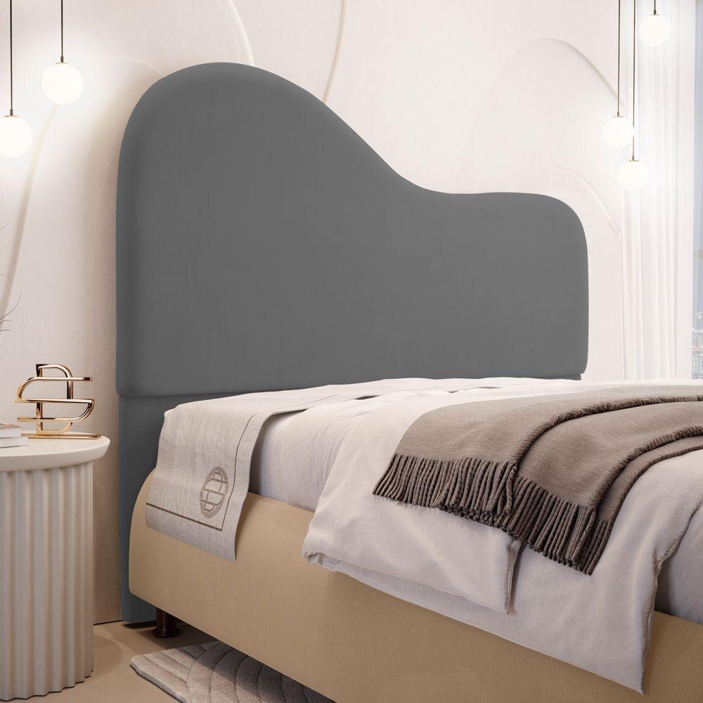 Cabeceira Orgânica Cama Box King Size Sea 195cm Com Frame Suede Cinza - Desk Design - 2