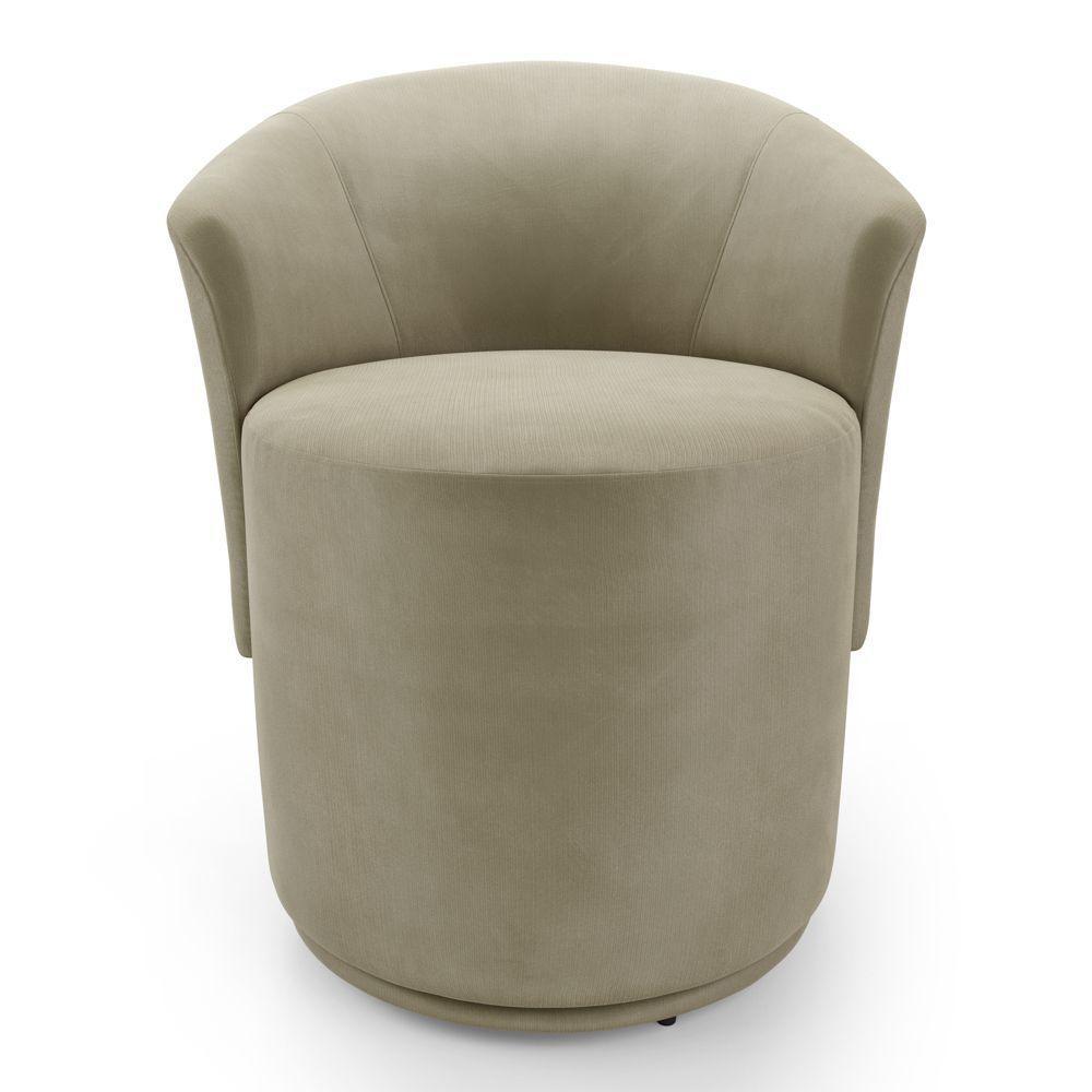 Poltrona Orgânica Living Mavi Fixa Veludo Bege - Desk Design - 5