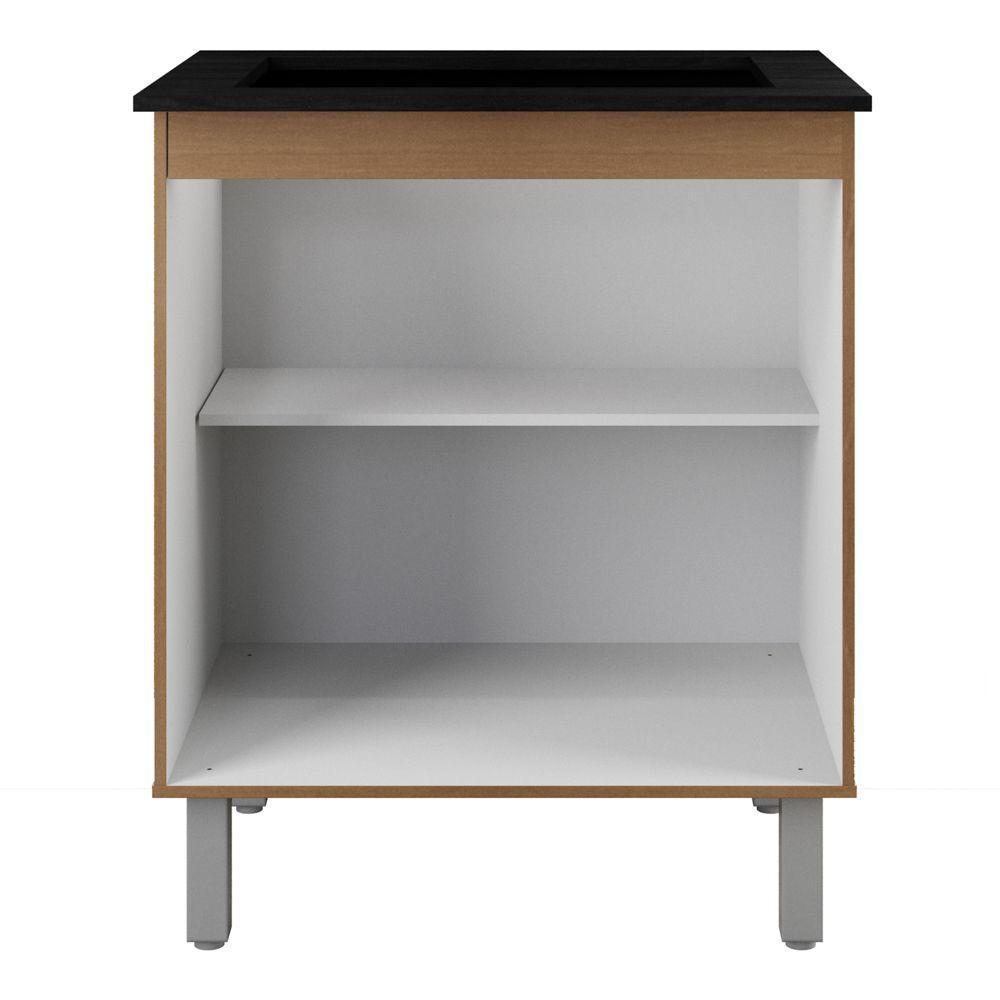 Balcão Para Cooktop Jady 70cm 02 Portas Com Tampo Recortado Savana Preto - Desk Design - 5