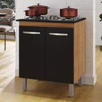 Balcão Para Cooktop Jady 70cm 02 Portas Com Tampo Recortado Savana Preto - Desk Design - 2