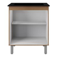 Balcão Para Cooktop Jady 70cm 02 Portas Com Tampo Recortado Savana Preto - Desk Design - 5