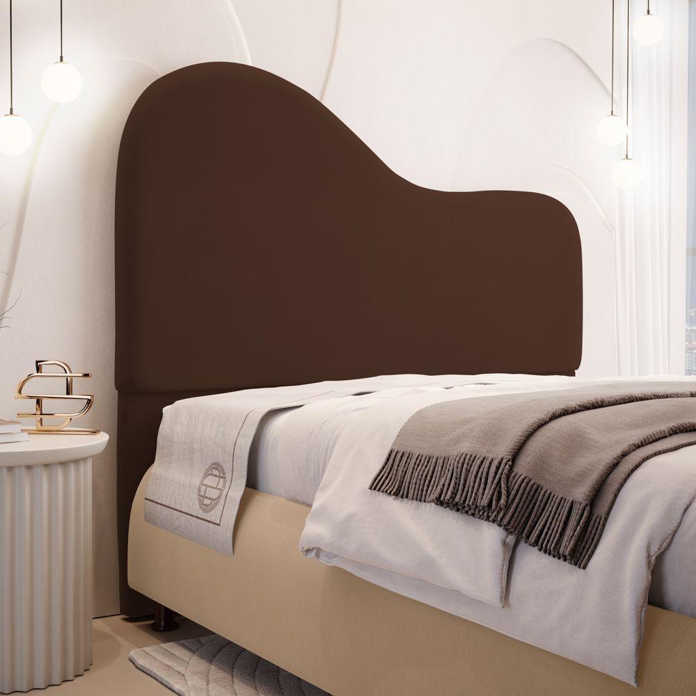 Cabeceira Orgânica Cama Box King Size Sea 195cm Com Frame Suede Marrom - Desk Design - 2