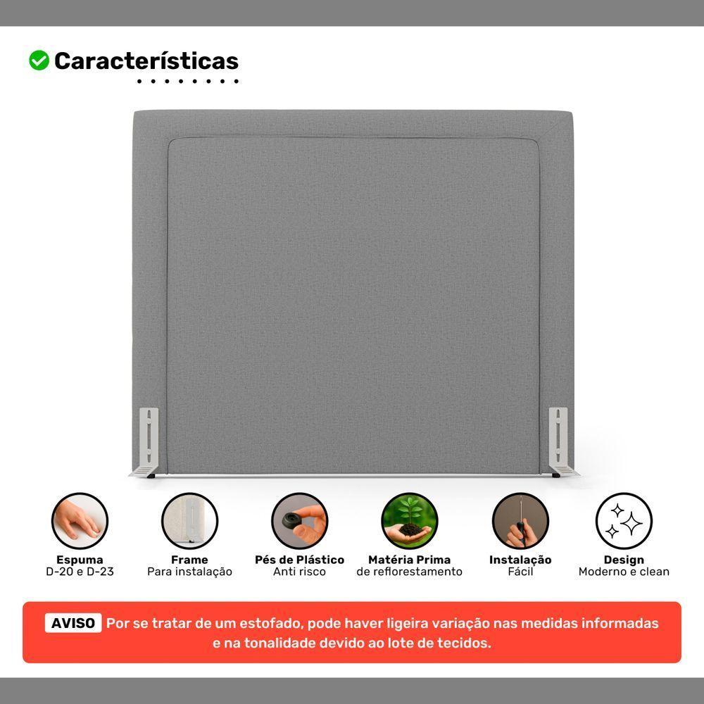 Cabeceira Cama Box Casal Padrão Alba 140cm Com Frame Linho Cinza - Desk Design - 3