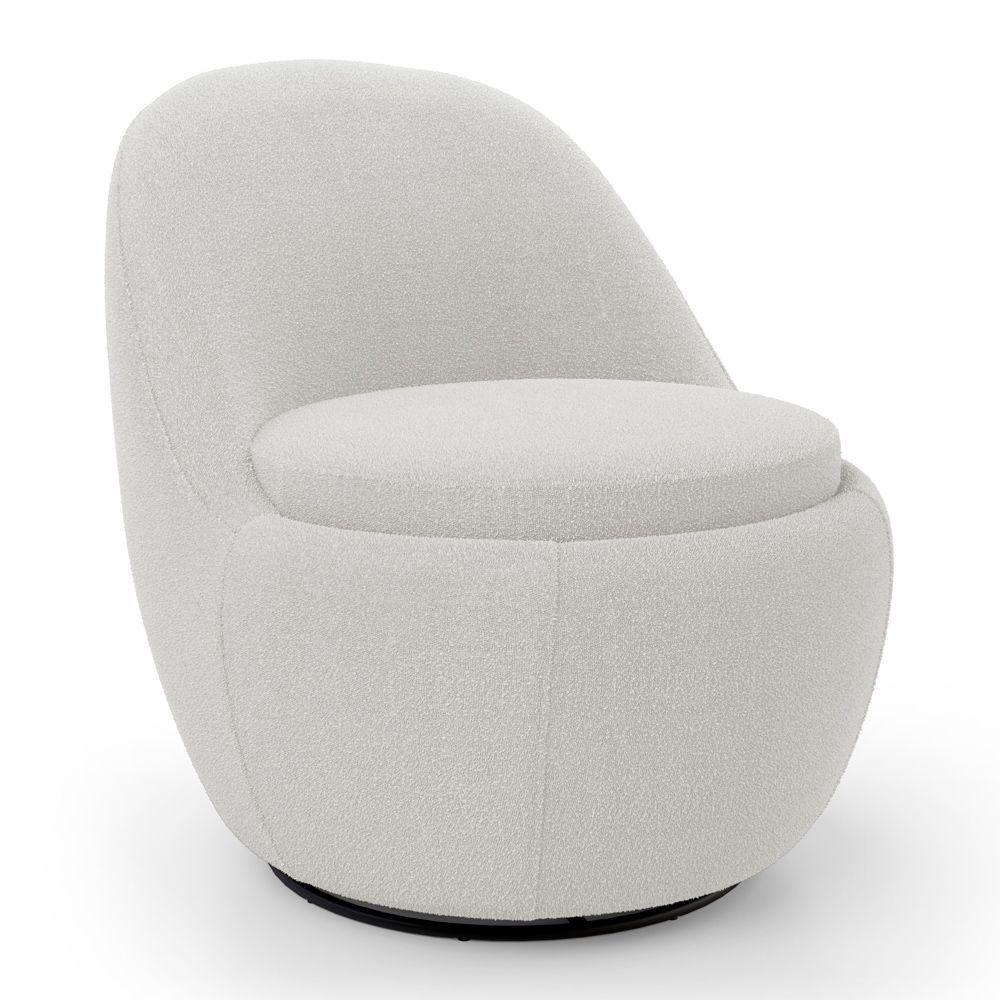 Poltrona Orgânica Living Memphis Base Giratória Bouclê Off White - Desk Design - 1