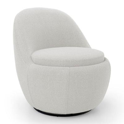 Poltrona Orgânica Living Memphis Base Giratória Bouclê Off White - Desk Design