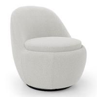 Poltrona Orgânica Living Memphis Base Giratória Bouclê Off White - Desk Design - 1