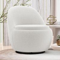 Poltrona Orgânica Living Memphis Base Giratória Bouclê Off White - Desk Design - 2