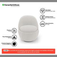 Poltrona Orgânica Living Memphis Base Giratória Bouclê Off White - Desk Design - 3