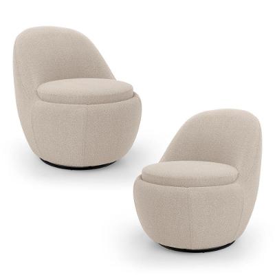 Kit 02 Poltronas Orgânicas Living Memphis Base Giratória Bouclê Bege - Desk Design