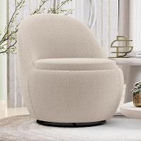 Kit 02 Poltronas Orgânicas Living Memphis Base Giratória Bouclê Bege - Desk Design - 2