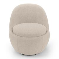 Kit 02 Poltronas Orgânicas Living Memphis Base Giratória Bouclê Bege - Desk Design - 6