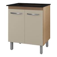 Balcão Para Cooktop Jady 70cm 02 Portas Com Tampo Recortado Savana Off White - Desk Design - 1