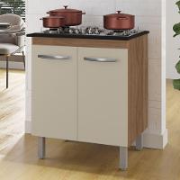 Balcão Para Cooktop Jady 70cm 02 Portas Com Tampo Recortado Savana Off White - Desk Design - 2