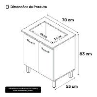 Balcão Para Cooktop Jady 70cm 02 Portas Com Tampo Recortado Savana Off White - Desk Design