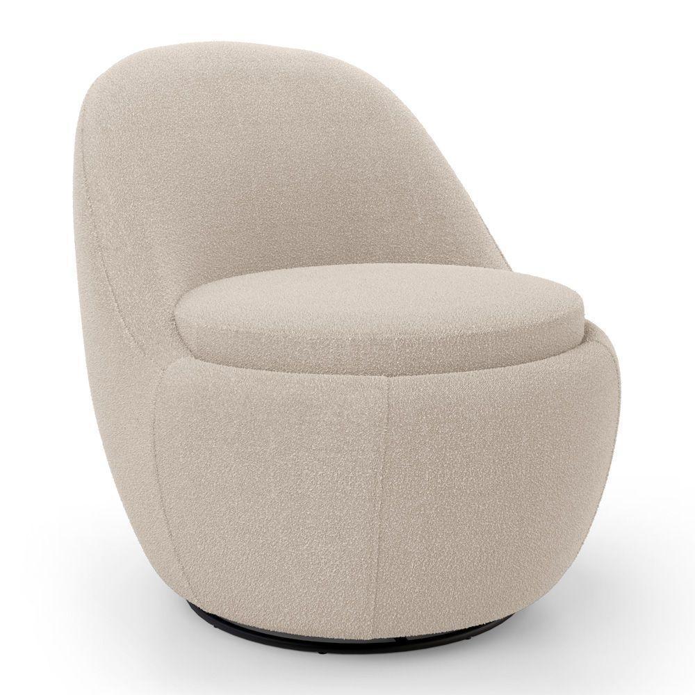 Poltrona Orgânica Living Memphis Base Giratória Bouclê Bege - Desk Design - 1