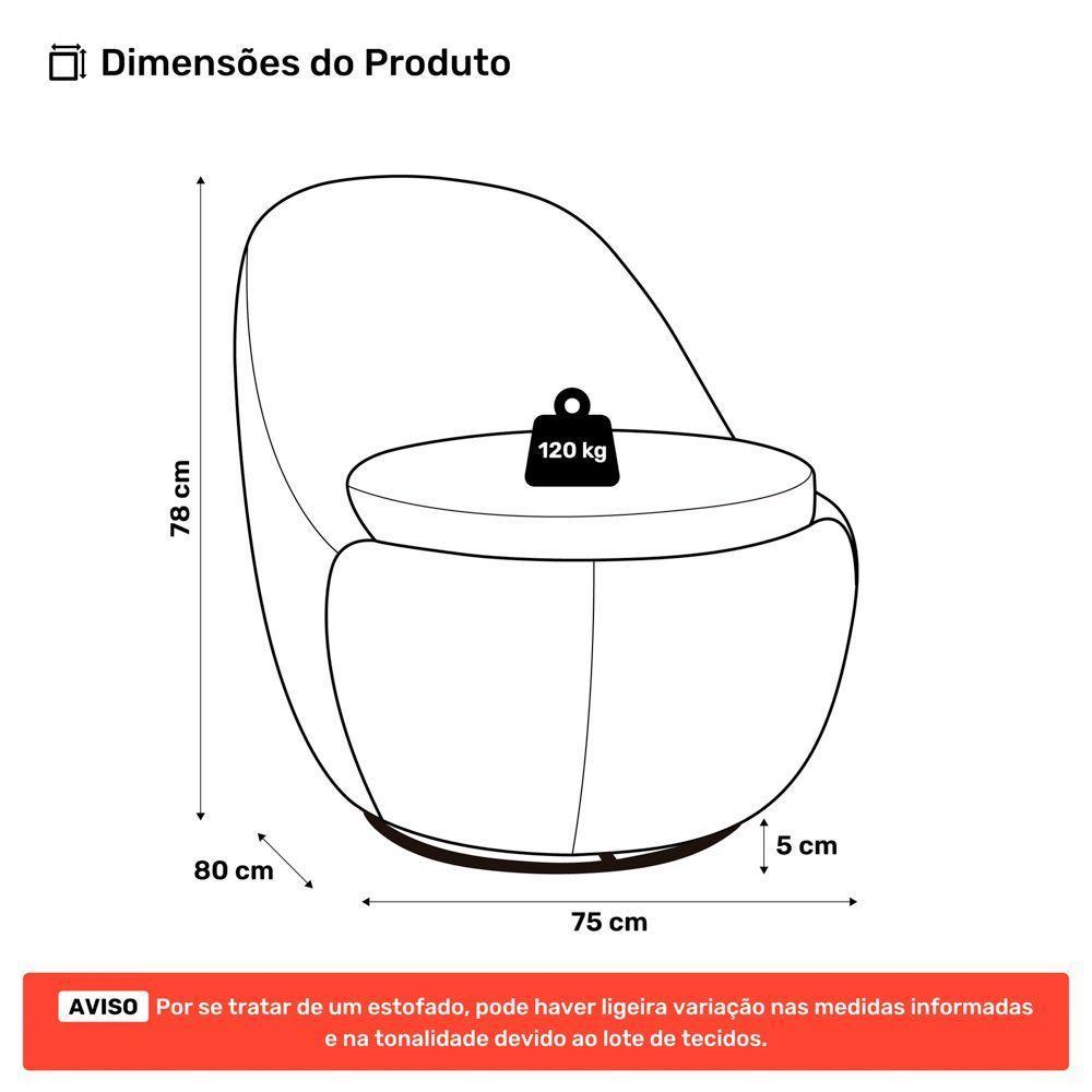 Poltrona Orgânica Living Memphis Base Giratória Bouclê Bege - Desk Design - 4