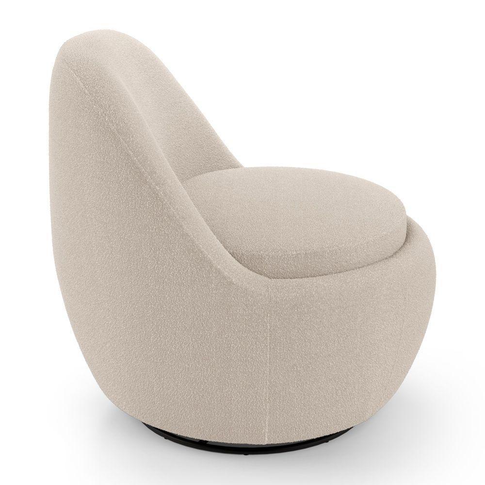 Poltrona Orgânica Living Memphis Base Giratória Bouclê Bege - Desk Design - 5