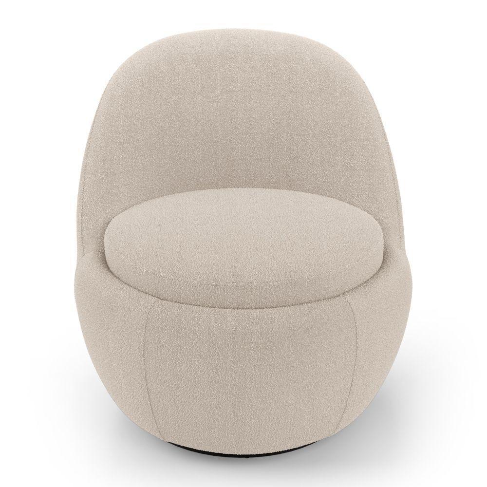 Poltrona Orgânica Living Memphis Base Giratória Bouclê Bege - Desk Design - 6