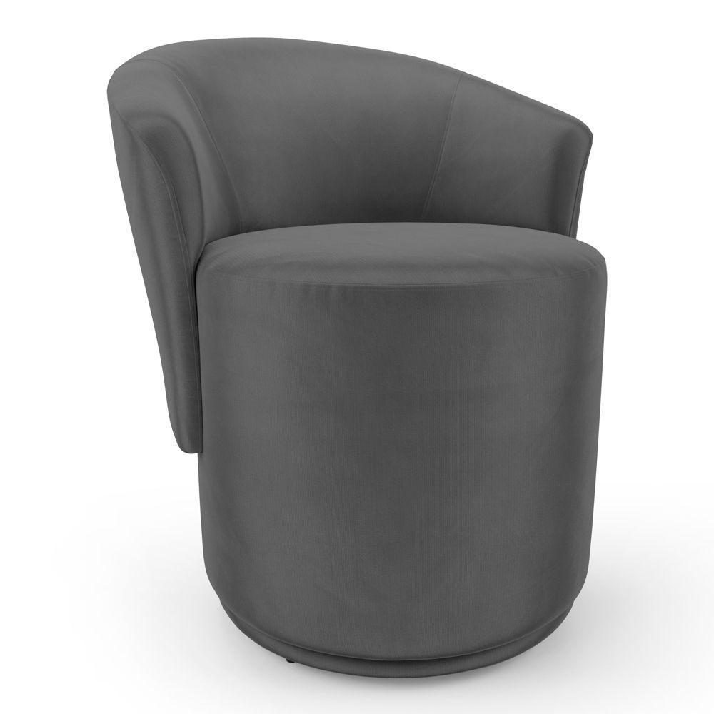 Poltrona Orgânica Living Mavi Fixa Veludo Cinza Escuro - Desk Design - 1