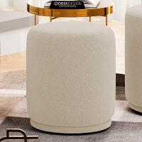 Puff Decorativo Orgânico Living Mavi Bouclê Bege - Desk Design - 2