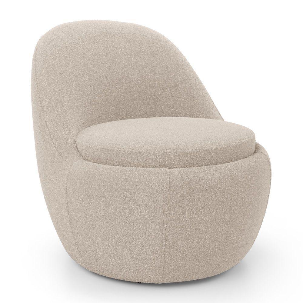 Poltrona Orgânica Living Memphis Fixa Bouclê Bege - Desk Design - 1