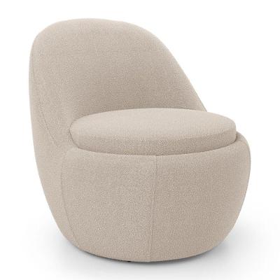 Poltrona Orgânica Living Memphis Fixa Decorativa Bouclê Bege Desk Design