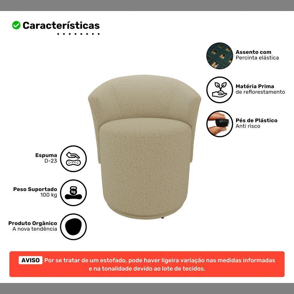 Poltrona Orgânica Living Mavi Fixa Linho Bege - Desk Design - 3