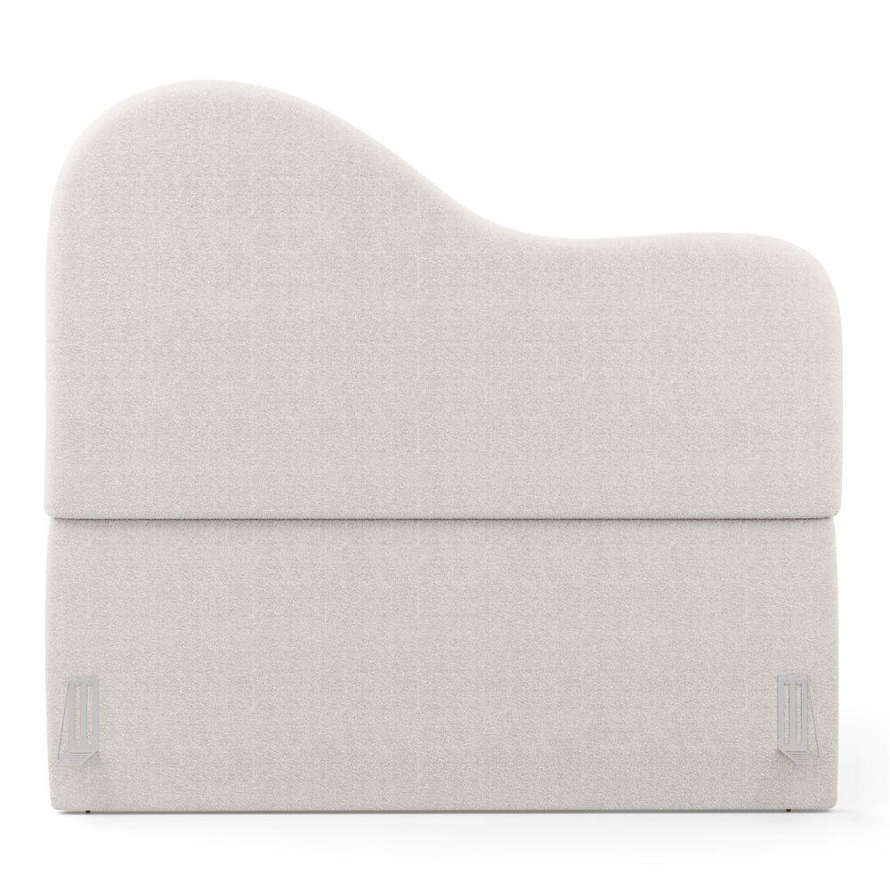 Cabeceira Orgânica Cama Box Casal Padrão Sea 140cm Com Frame Bouclé - Desk Design Bege - 3