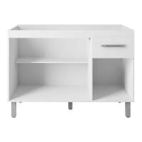Balcão Gabinete Para Pia Anyta 118cm 03 Portas Sem Tampo Branco - Desk Design - 3